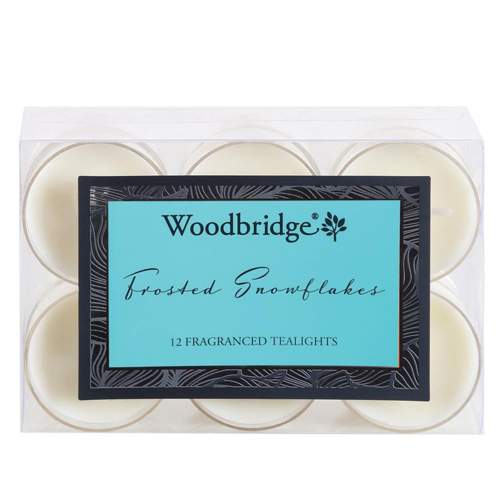 Woodbridge Frosted Snowflakes 4 Hour Tealights (Pack of 12) £4.49
